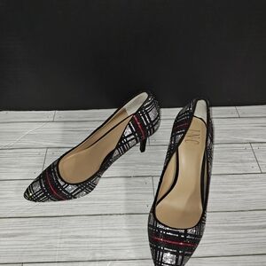 INC International Concepts Zitah Black Plaid Rhinestone Women's Heels Pumps 9M